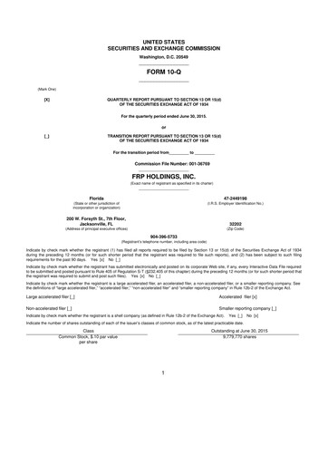 Thumbnail FRP Holdings
 10-Q Quarterly Report FY 