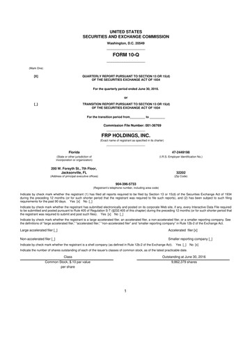 Thumbnail FRP Holdings
 10-Q Quarterly Report FY 