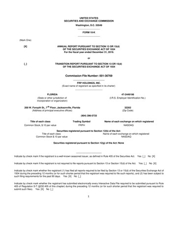 Thumbnail FRP Holdings
 10-K Annual Report 