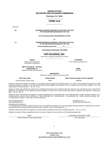 Thumbnail FRP Holdings
 10-Q Quarterly Report FY 
