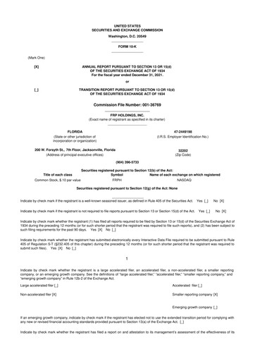 Thumbnail FRP Holdings
 10-K Annual Report 