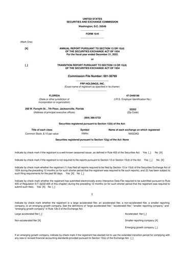 Thumbnail FRP Holdings
 10-K Annual Report 