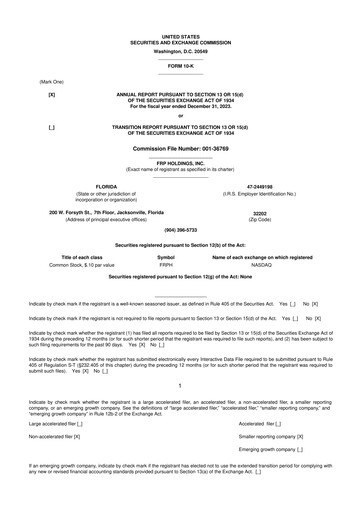 Thumbnail FRP Holdings
 10-K Annual Report 