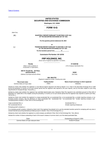 Thumbnail FRP Holdings
 10-Q Quarterly Report FY2024 