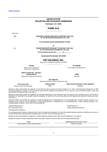 Thumbnail FRP Holdings
 10-Q Quarterly Report FY2024 