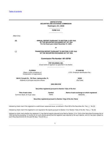 Miniature FRP Holdings
 10-K Rapport annuel 