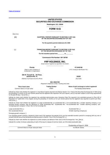 Thumbnail FRP Holdings
 10-Q Quarterly Report FY2026 