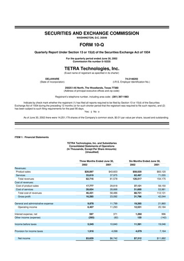 Thumbnail Tetra Technologies 10-Q Quarterly Report FY 
