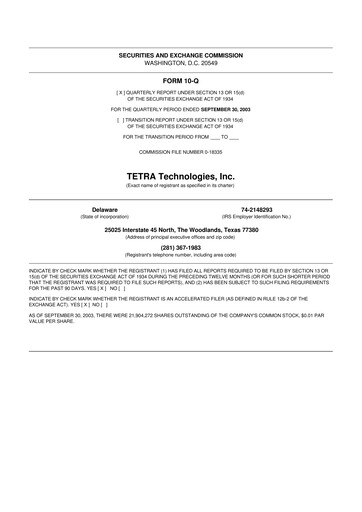 Thumbnail Tetra Technologies 10-Q Quarterly Report FY 