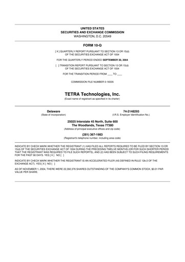 Thumbnail Tetra Technologies 10-Q Quarterly Report FY 