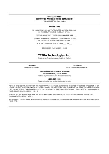 Thumbnail Tetra Technologies 10-Q Quarterly Report FY 