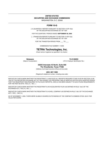 Thumbnail Tetra Technologies 10-Q Quarterly Report FY 