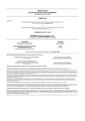 Thumbnail Tetra Technologies 10-K Annual Report 