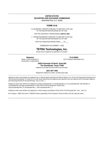Thumbnail Tetra Technologies 10-Q Quarterly Report FY 