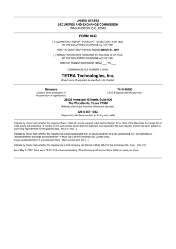 Thumbnail Tetra Technologies 10-Q Quarterly Report FY 