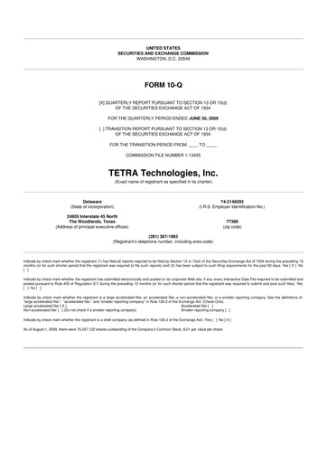 Thumbnail Tetra Technologies 10-Q Quarterly Report FY 