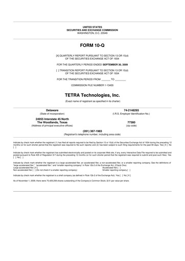 Thumbnail Tetra Technologies 10-Q Quarterly Report FY 