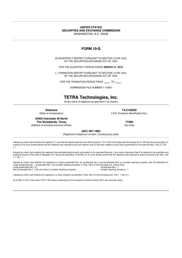 Thumbnail Tetra Technologies 10-Q Quarterly Report FY 