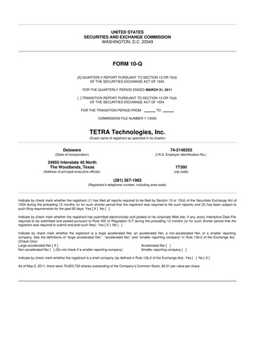 Thumbnail Tetra Technologies 10-Q Quarterly Report FY2011 