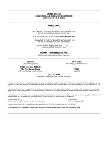 Thumbnail Tetra Technologies 10-Q Quarterly Report FY2011 