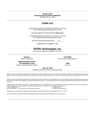 Thumbnail Tetra Technologies 10-Q Quarterly Report FY2012 