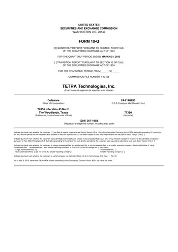 Thumbnail Tetra Technologies 10-Q Quarterly Report FY 