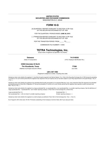Thumbnail Tetra Technologies 10-Q Quarterly Report FY2013 