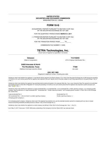 Thumbnail Tetra Technologies 10-Q Quarterly Report FY2017 