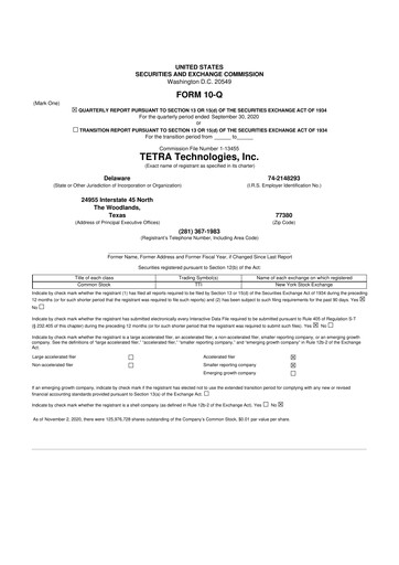 Thumbnail Tetra Technologies 10-Q Quarterly Report FY2020 