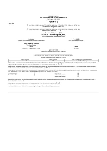 Thumbnail Tetra Technologies 10-Q Quarterly Report FY2021 