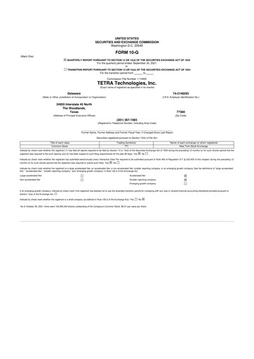 Thumbnail Tetra Technologies 10-Q Quarterly Report FY2021 