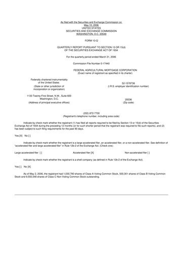 Thumbnail Federal Agricultural Mortgage Corporation 10-Q Quarterly Report FY 