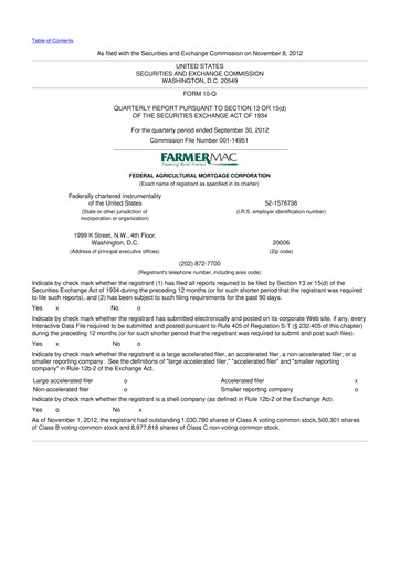 Thumbnail Federal Agricultural Mortgage Corporation 10-Q Quarterly Report FY2012 
