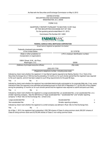 Thumbnail Federal Agricultural Mortgage Corporation 10-Q Quarterly Report FY2013 