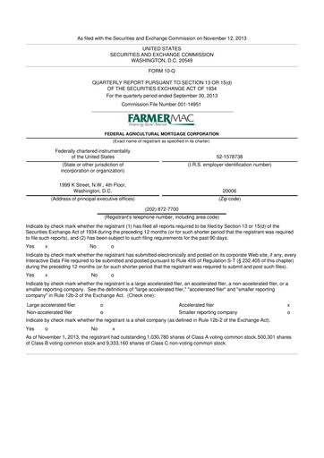 Thumbnail Federal Agricultural Mortgage Corporation 10-Q Quarterly Report FY2013 