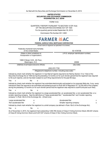 Thumbnail Federal Agricultural Mortgage Corporation 10-Q Quarterly Report FY2015 