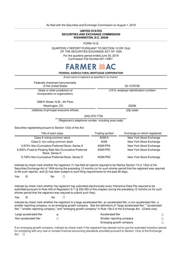 Thumbnail Federal Agricultural Mortgage Corporation 10-Q Quarterly Report FY2019 