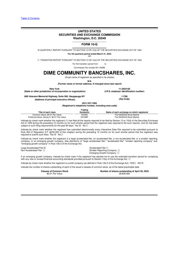Miniature Dime Community Bancshares 10-Q Rapport trimestriel 2023 