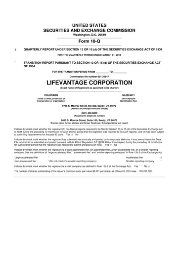 Thumbnail Lifevantage 10-Q Quarterly Report FY2014 