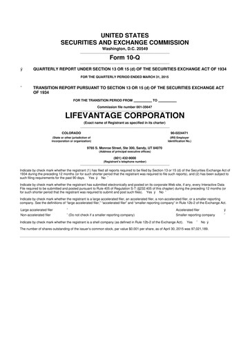 Thumbnail Lifevantage 10-Q Quarterly Report FY2015 