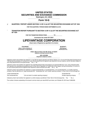 Thumbnail Lifevantage 10-Q Quarterly Report FY2015 
