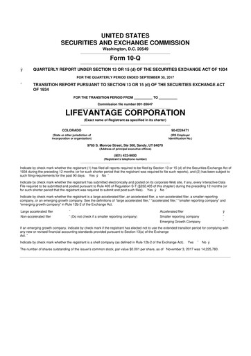Thumbnail Lifevantage 10-Q Quarterly Report FY2018 