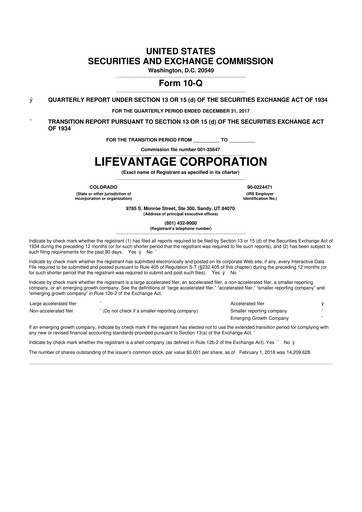 Thumbnail Lifevantage 10-Q Quarterly Report FY2018 
