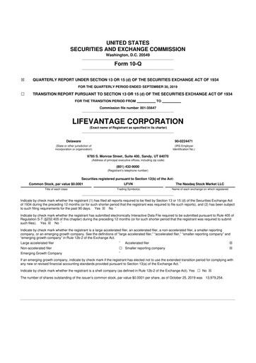 Thumbnail Lifevantage 10-Q Quarterly Report FY2020 