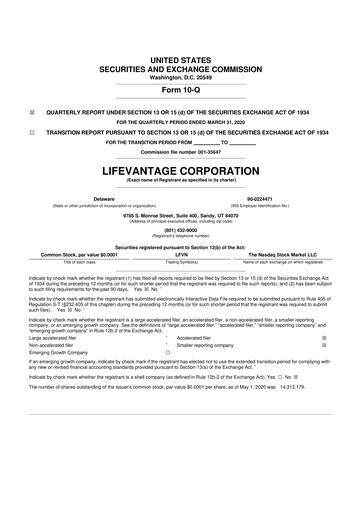 Thumbnail Lifevantage 10-Q Quarterly Report FY2020 