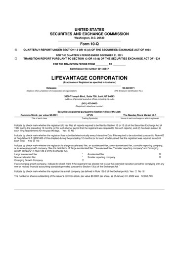 Thumbnail Lifevantage 10-Q Quarterly Report FY2022 