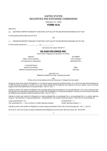 Thumbnail Silgan Holdings
 10-Q Quarterly Report FY2014 