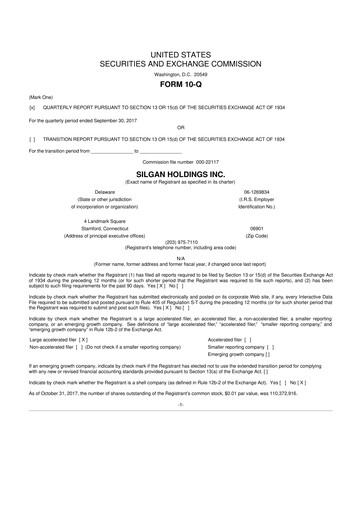 Thumbnail Silgan Holdings
 10-Q Quarterly Report FY2017 