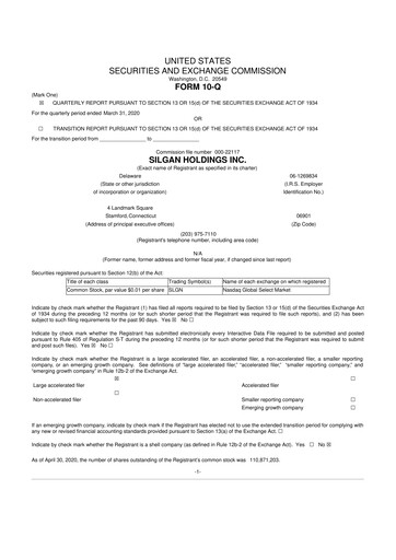 Thumbnail Silgan Holdings
 10-Q Quarterly Report FY2020 