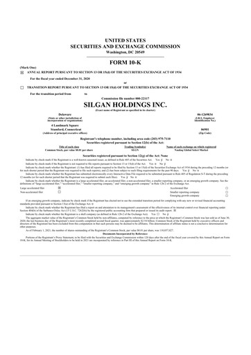 Thumbnail Silgan Holdings
 10-K Annual Report 2020